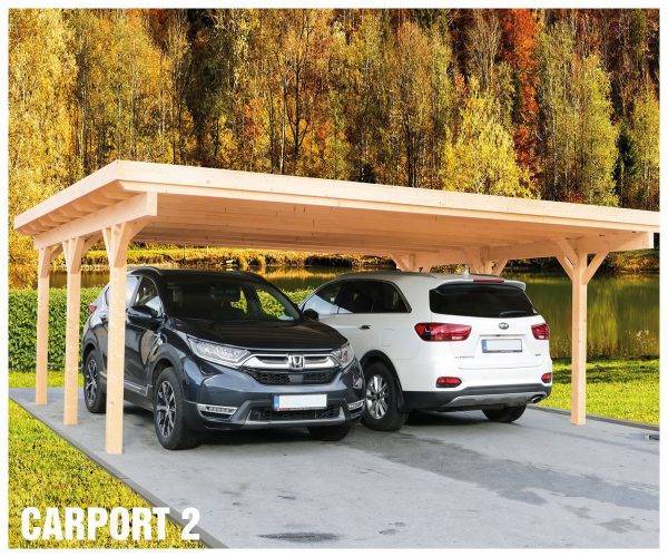 Carport 2 - Prístrešok pre 2 autá s pultovou strechou